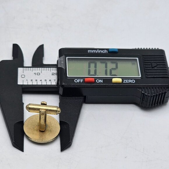 Vintage Gold Tone Cufflinks With Black Rhinestones Circle Design - Picture 5 of 5